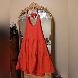 American Eagle Outfitters Orange Smocked Dress